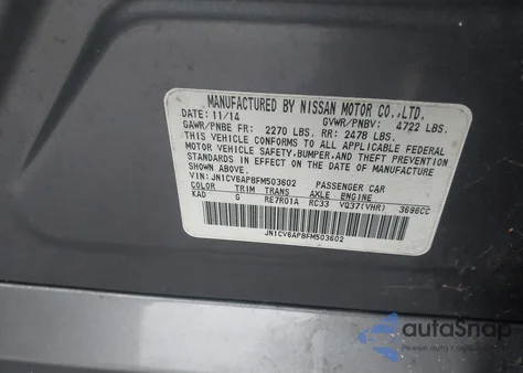 2015 Infiniti Q40 z USA, uszkodzony, nr VIN JN1CV6AP8FM503602